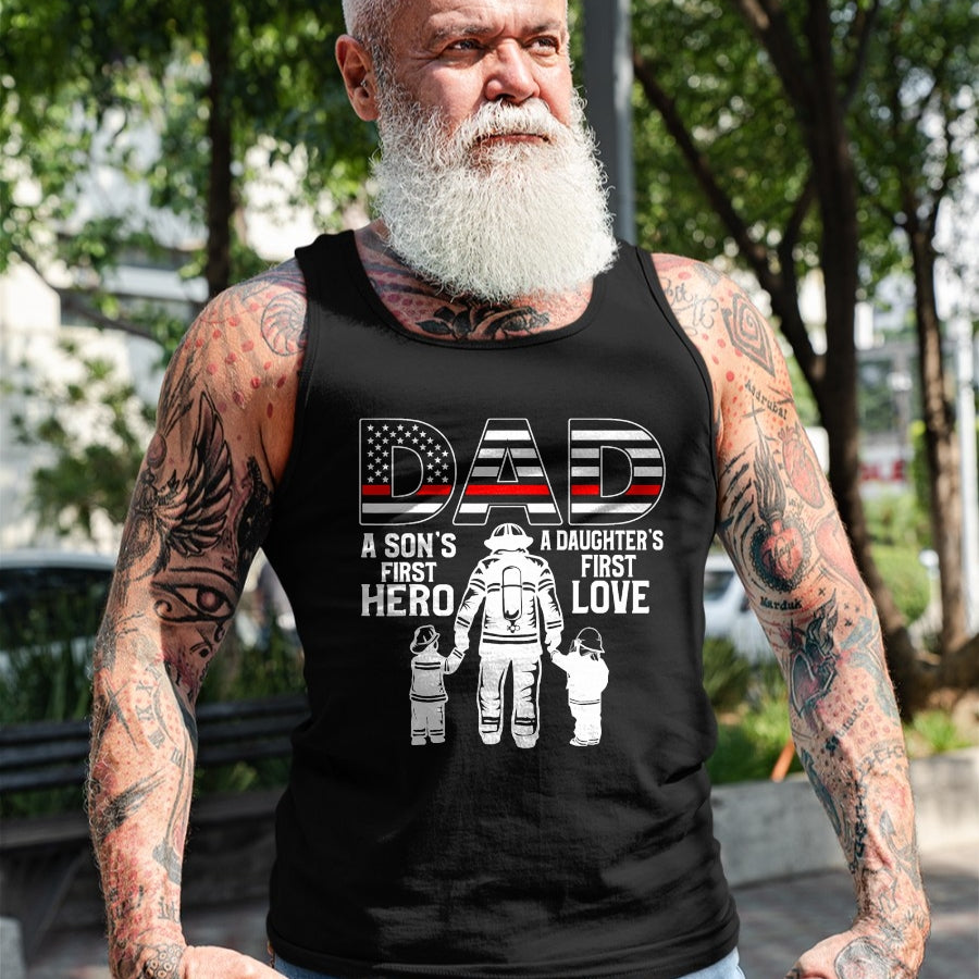 Proud Firefighter Dad Daddy Fireman Dad Father’s day Men T-Shirt - Gift From Dad Unisex T-Shirt/Hoodie - NGHL00 (SKUT-2310EMAILDS-44)