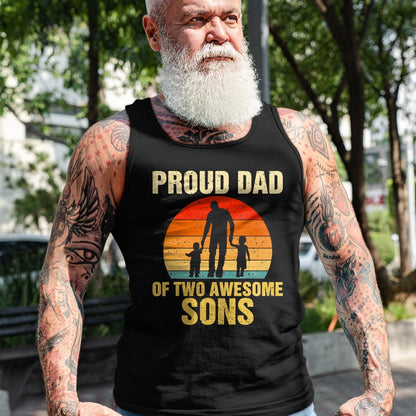 Proud Dad Of Two Awesome Sons Dad of 2 Two Boys Best Father T-Shirt - Gift From Dad Unisex T-Shirt/Hoodie - NGHL00 (SKUT-2310EMAILDS-43)