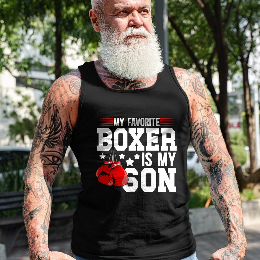 My Favorite Boxer Is My Son Boxing Dad Boxing Father T-Shirt - Gift From Dad Unisex T-Shirt/Hoodie - NGHL00 (SKUT-2310EMAILDS-39)