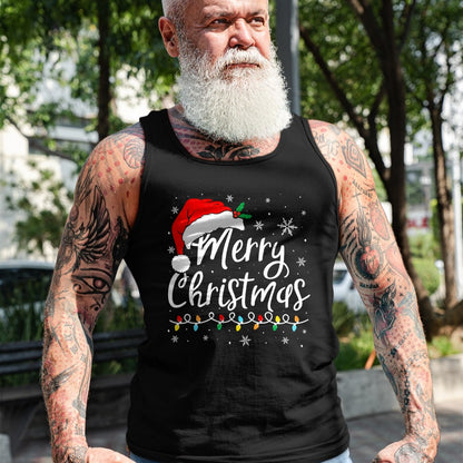 Merry Christmas Lights Santa Hat Xmas Family Matching Pajama T-Shirt - Christmas Unisex T-Shirt/Hoodie/Sweatshirt - NGHL00