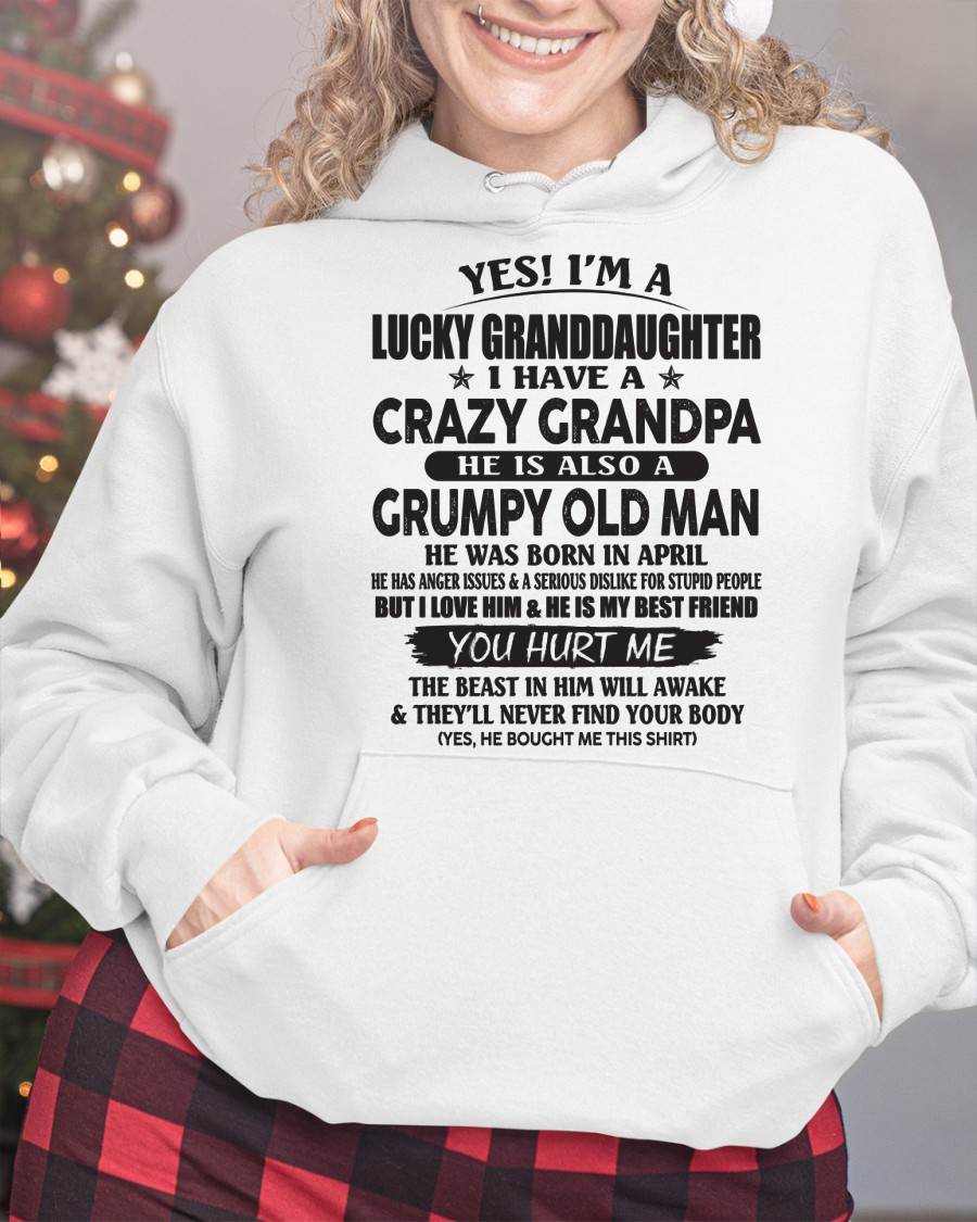 APRIL - LUCKY GRANDDAUGHTER OF CRAZY GRANDPA - PERFECT GIFT FOR YOUR GRANDDAUGHTER FROM GRANDPA - DTSM04 (SKU10-150-04)
