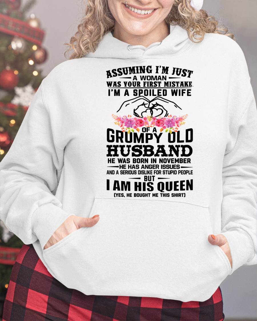 November - Spoiled Wife T-Shirt – Grumpy Old Husband Funny Tee - Perfect Gift From Husband - NGHL11 (SKU11-101-11)