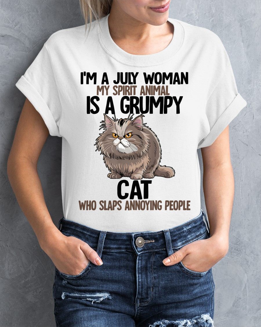 JULY - MY SPIRIT ANIMAL IS A GRUMPY CAT - BIRTHDAY SHIRT FOR WOMEN - NGHL07 (SKU12-278-07)