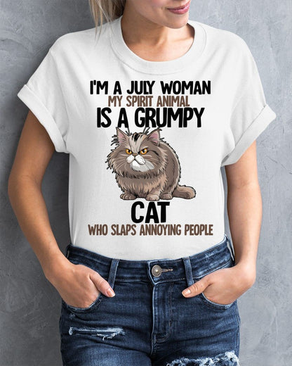 JULY - MY SPIRIT ANIMAL IS A GRUMPY CAT - BIRTHDAY SHIRT FOR WOMEN - NGHL07 (SKU12-278-07)
