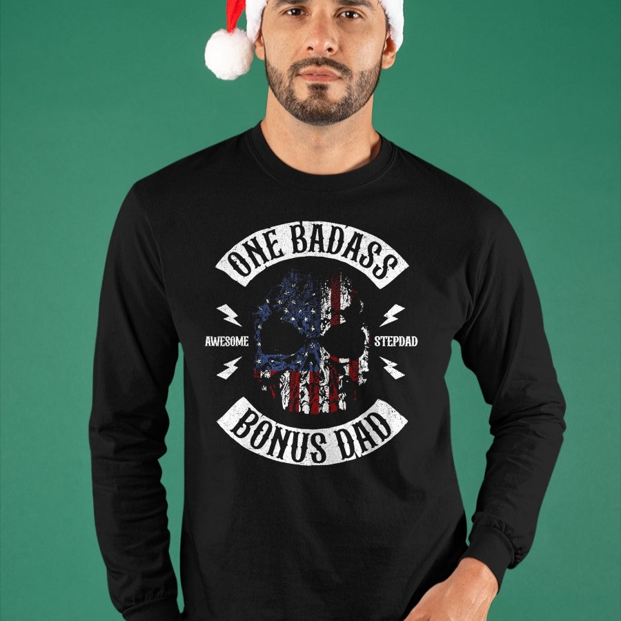 One Badass Bonus Stepdad Birthday Step Dad Fathers Day Gift T-Shirt - Gift From Dad Unisex T-Shirt/Hoodie - NGHL00 (SKUT-2310EMAILDS-41)