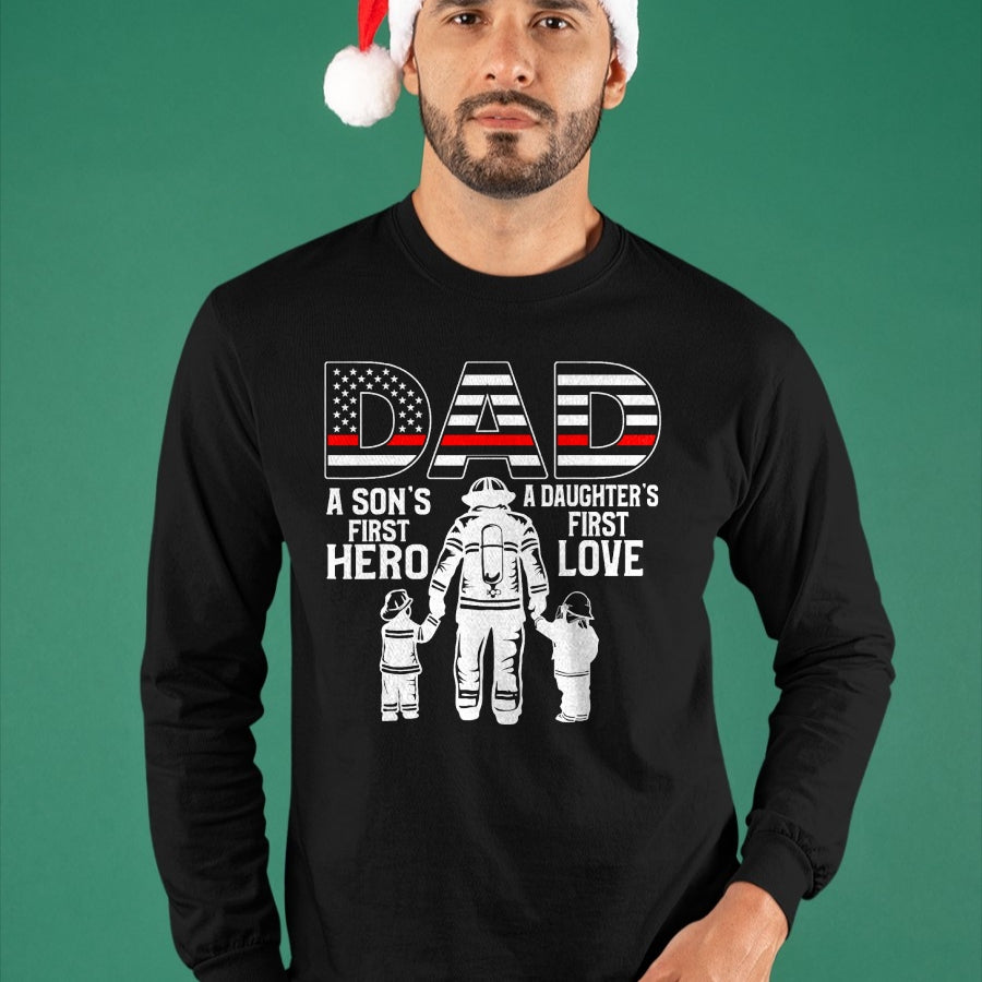 Proud Firefighter Dad Daddy Fireman Dad Father’s day Men T-Shirt - Gift From Dad Unisex T-Shirt/Hoodie - NGHL00 (SKUT-2310EMAILDS-44)