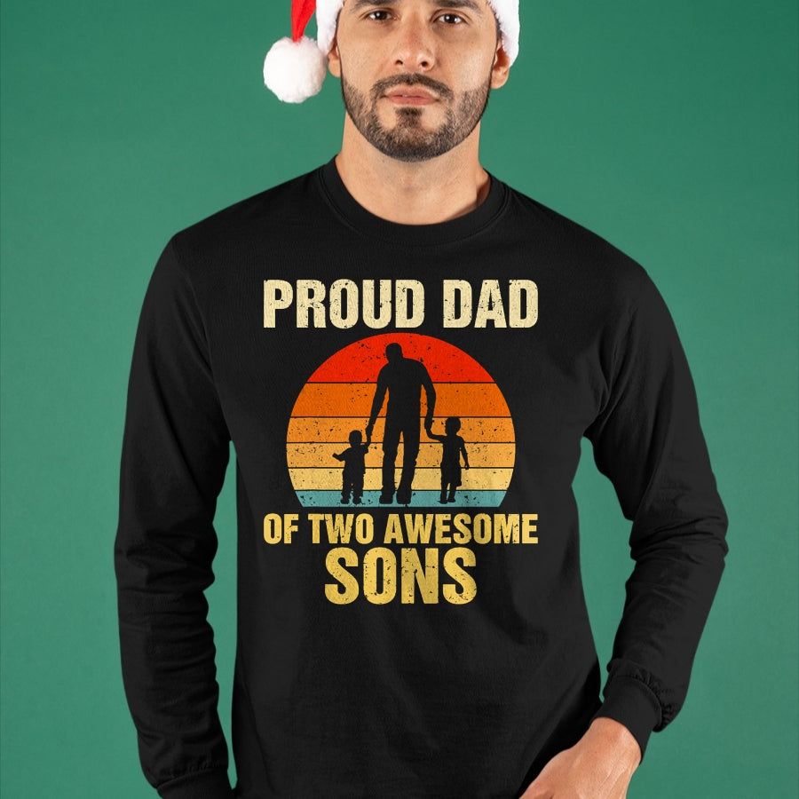 Proud Dad Of Two Awesome Sons Dad of 2 Two Boys Best Father T-Shirt - Gift From Dad Unisex T-Shirt/Hoodie - NGHL00 (SKUT-2310EMAILDS-43)