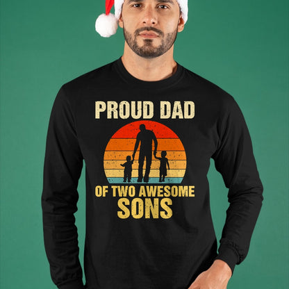 Proud Dad Of Two Awesome Sons Dad of 2 Two Boys Best Father T-Shirt - Gift From Dad Unisex T-Shirt/Hoodie - NGHL00 (SKUT-2310EMAILDS-43)