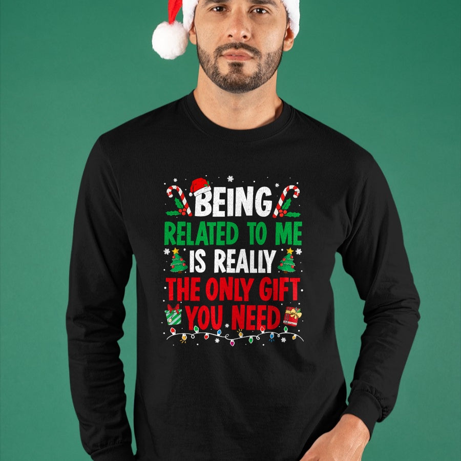 Being Related To Me Funny Christmas Family Xmas Pajamas T-Shirt  - Christmas Unisex T-Shirt/Hoodie/Sweatshirt - NGHL00