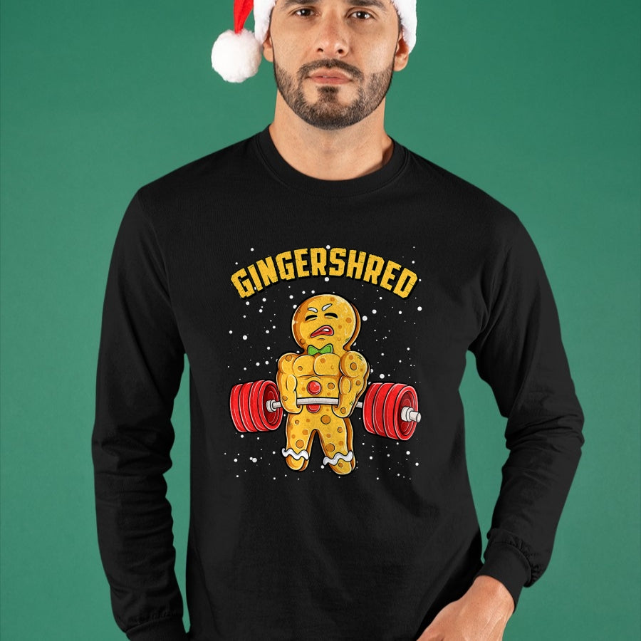 Gingershred Funny Gingerbread Man Gym Bodybuilding Christmas T-Shirt - Christmas Unisex T-Shirt/Hoodie/Sweatshirt - NGHL00