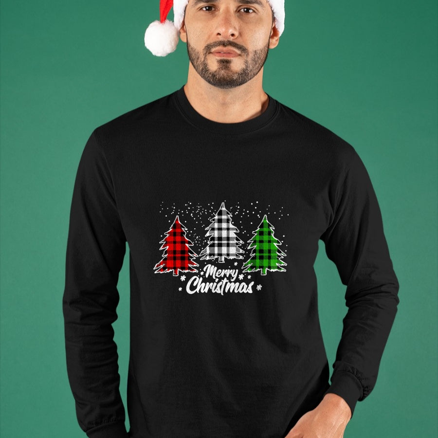 Merry Christmas Tree Xmas Buffalo Plaid Red White Green T-Shirt - Christmas Unisex T-Shirt/Hoodie/Sweatshirt - NGHL00
