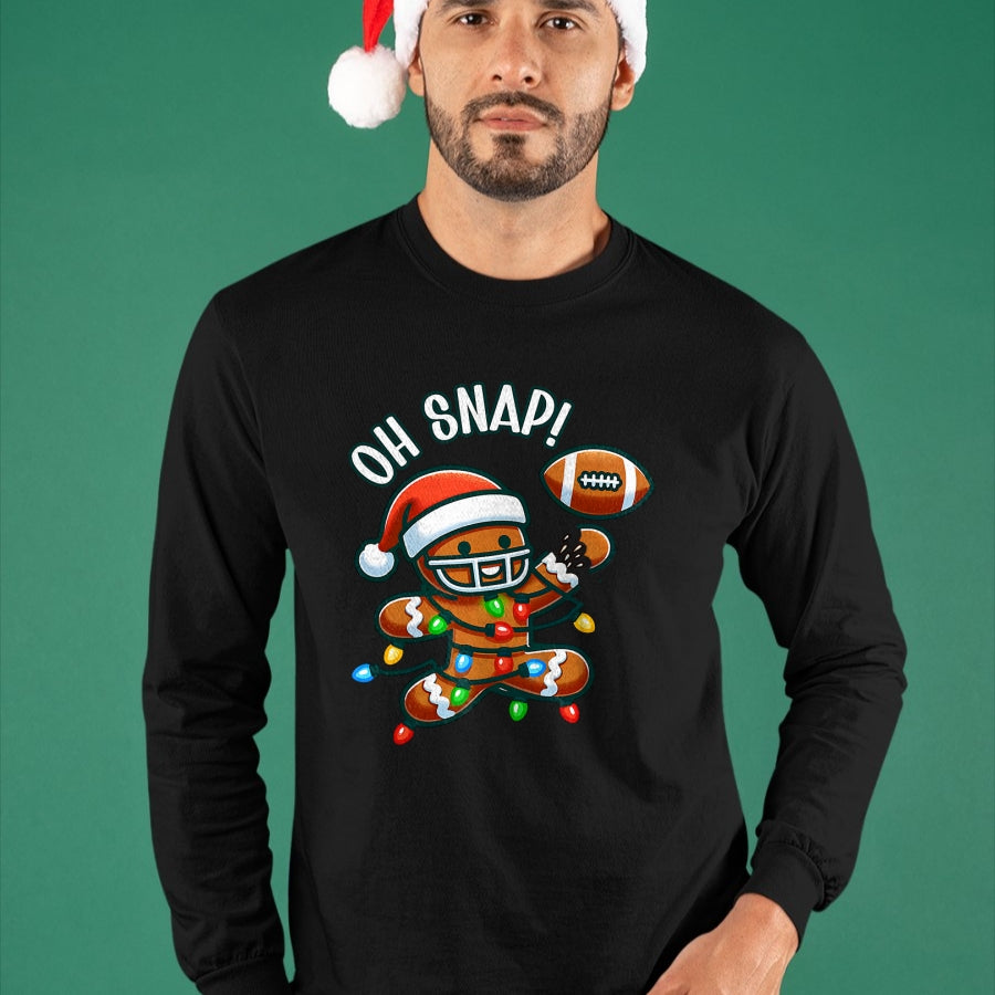 Funny Gingerbread Man Pajamas & PJs Xmas Holiday Oh Snap Gingerbreadman Christmas Football T-Shirt - Christmas Unisex T-Shirt/Hoodie/Sweatshirt - NGHL00