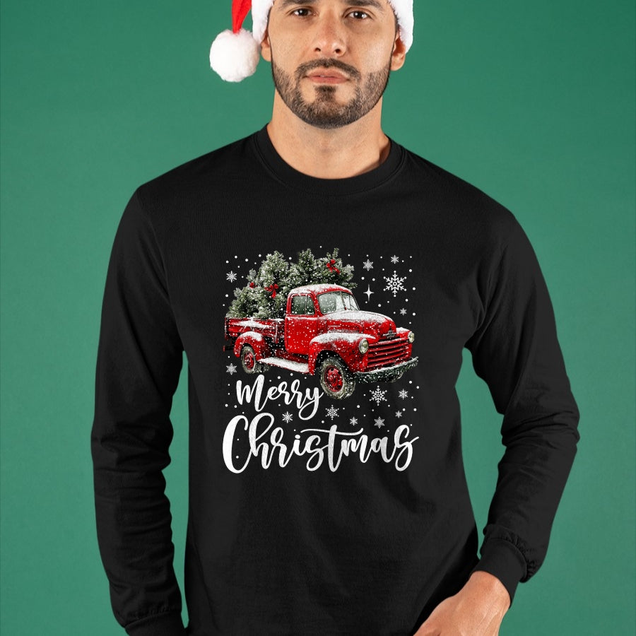 Merry Christmas Red Truck Family Matching Christmas Pajama T-Shirt - Christmas Unisex T-Shirt/Hoodie/Sweatshirt - NGHL00