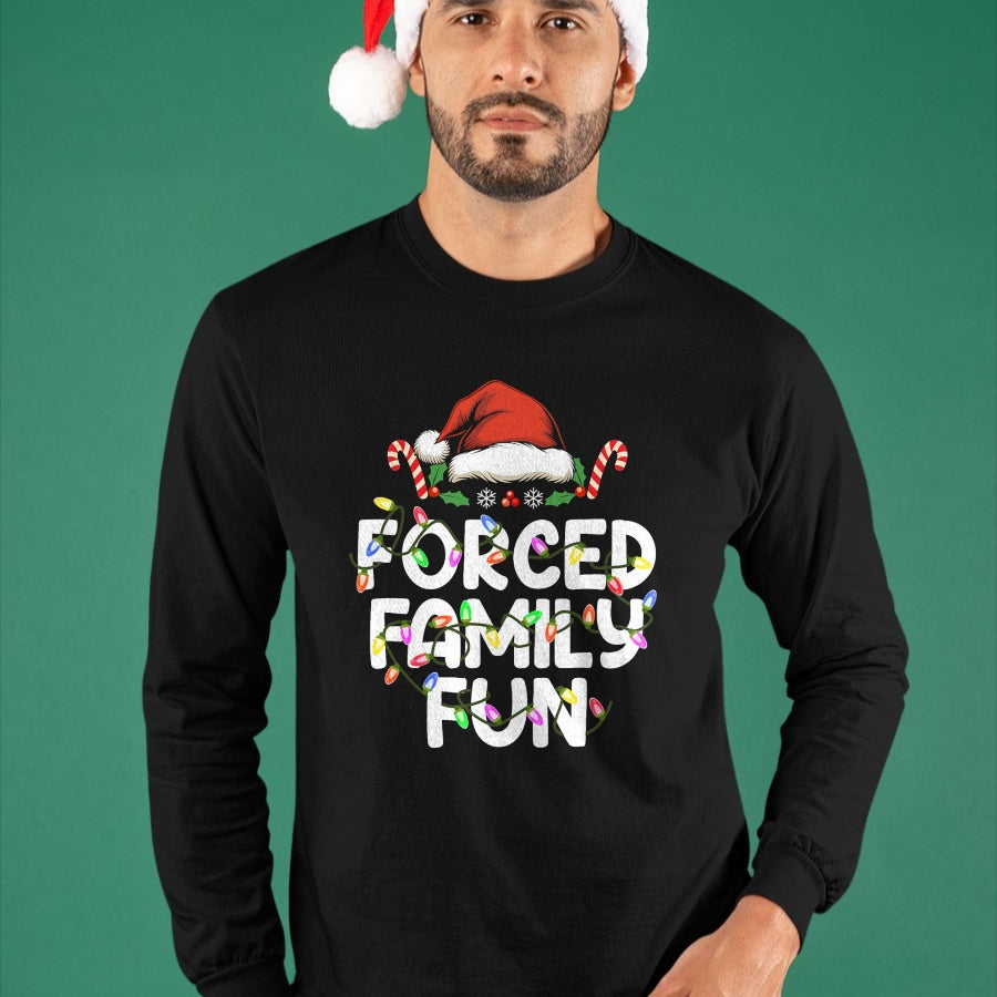 Forced Family Fun Christmas Pajamas Funny T-Shirt - Christmas Unisex T-Shirt/Hoodie/Sweatshirt - NGHL00