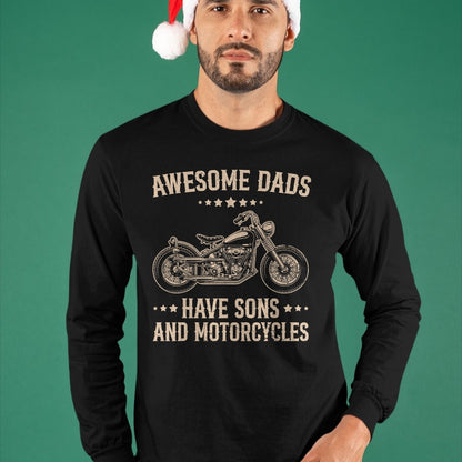 Vintage Biker Awesome Dads Have Sons And Motorcycles T-Shirt - Gift From Dad Unisex T-Shirt/Hoodie - NGHL00 (SKUT-2310EMAILDS-46)