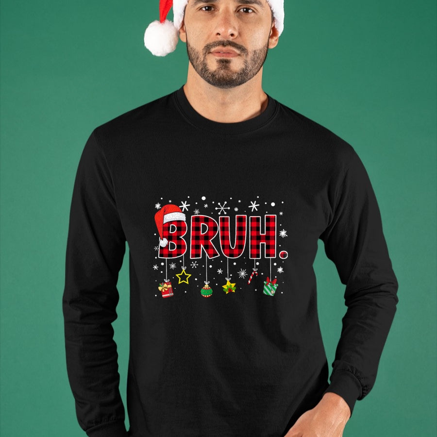 Bruh Funny Christmas Red Plaid Teens Boys Kids Xmas Pajamas T-Shirt - Christmas Unisex T-Shirt/Hoodie/Sweatshirt - NGHL00