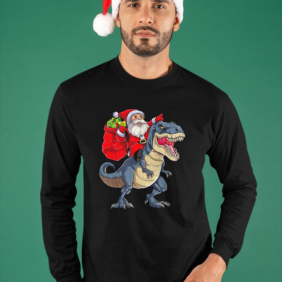 Dinosaur T rex Christmas Santa Boys Men Girls Xmas Squad T-Shirt - Christmas Unisex T-Shirt/Hoodie/Sweatshirt - NGHL00