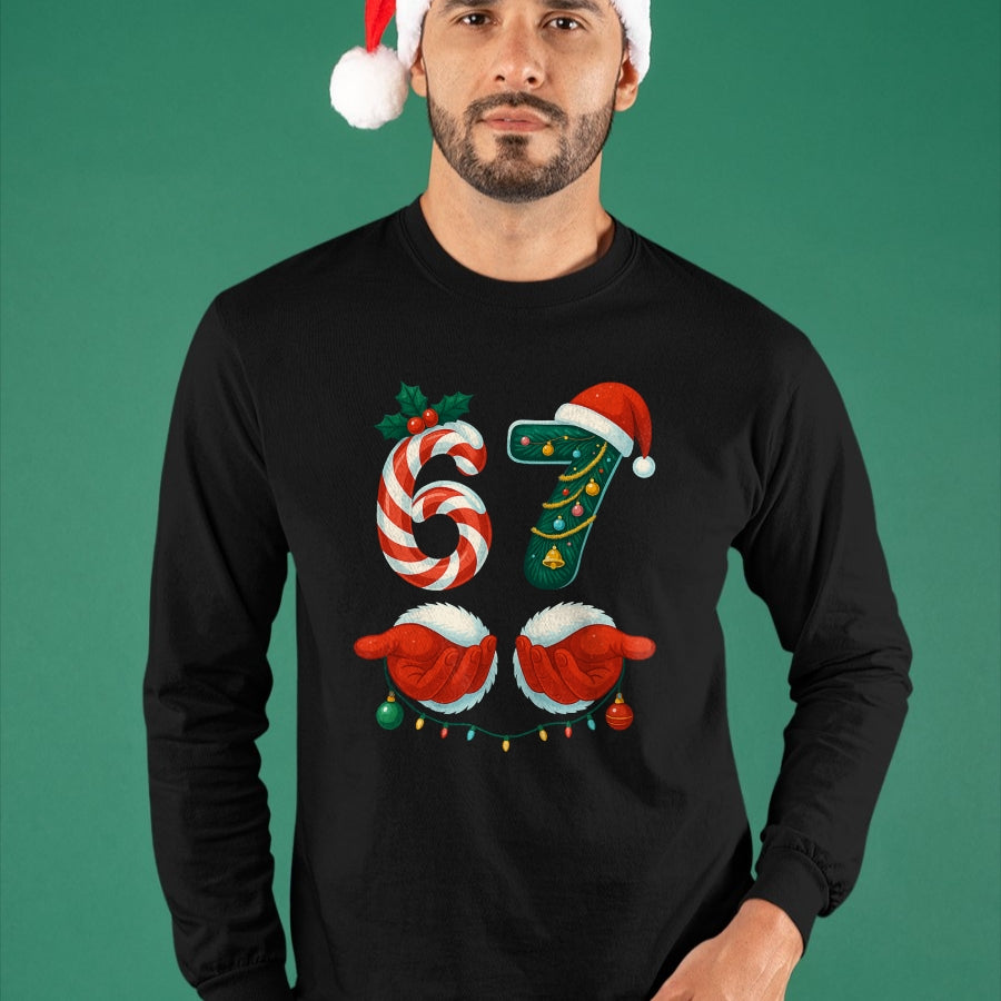 67 Christmas 6 7 Meme Pajamas Holiday Gen Alpha Slang T-Shirt - Christmas Unisex T-Shirt/Hoodie/Sweatshirt - NGHL00