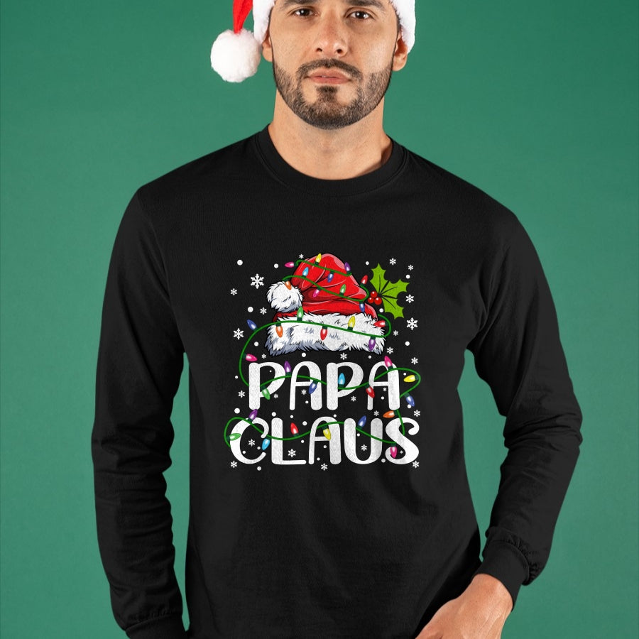 Papa Claus Christmas Lights Pajama Family Matching T-Shirt - Christmas Unisex T-Shirt/Hoodie/Sweatshirt - NGHL00