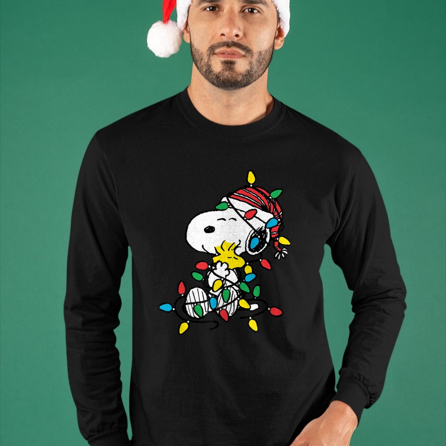 Peanuts - Snoopy Woodstock Christmas Lights T-Shirt - Christmas Unisex T-Shirt/Hoodie/Sweatshirt - NGHL00