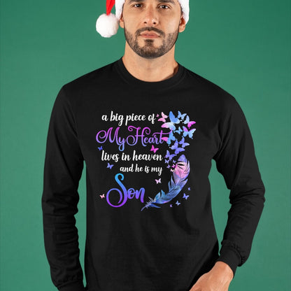 My Son Lives In Heaven Memorial Quotes Love Mom Dad Matching T-Shirt - Gift From Dad Unisex T-Shirt/Hoodie - NGHL00 (SKUT-2310EMAILDS-40)