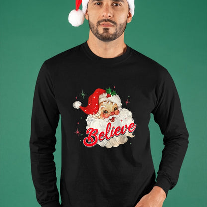 Vintage Santa Claus Believe Christmas Women Boys Girls T-Shirt - Christmas Unisex T-Shirt/Hoodie/Sweatshirt - NGHL00