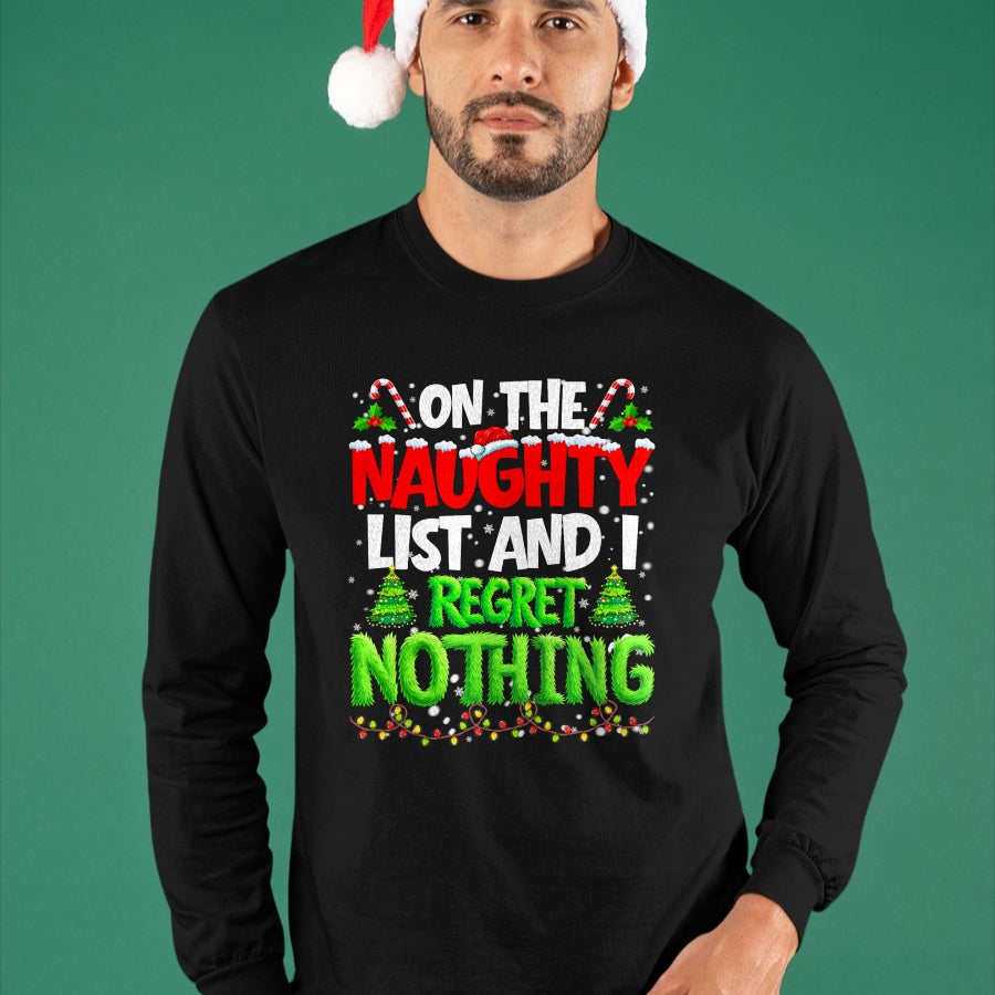 On The Naughty List and Regret Nothing Pjs Christmas Xmas Ki T-Shirt - Christmas Unisex T-Shirt/Hoodie/Sweatshirt - NGHL00