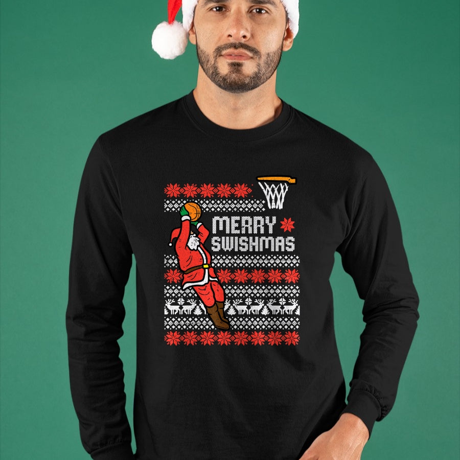 Merry Swishmas Basketball Ugly Christmas Xmas Men Boys Kids T-Shirt - Christmas Unisex T-Shirt/Hoodie/Sweatshirt - NGHL00