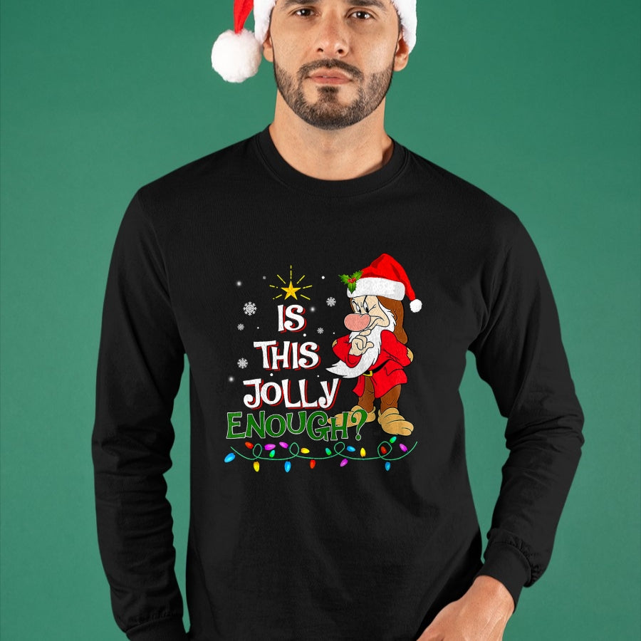Is This Jolly Enough Grumpy Elf Pajama Christmas Lights T-Shirt - Christmas Unisex T-Shirt/Hoodie/Sweatshirt - NGHL00