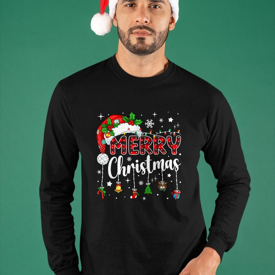 Merry Christmas Red Santa Hat Reindeer Xmas Matching Family T-Shirt - Christmas Unisex T-Shirt/Hoodie/Sweatshirt - NGHL00