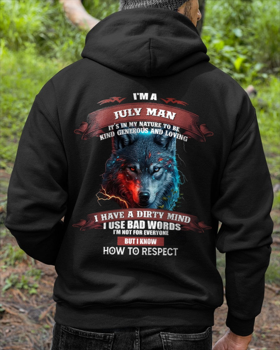 JULY - KNOW HOW TO RESPECT - BIRTHDAY T-SHIRT FOR MEN - NGHL07 / male (SKU12-162-07)