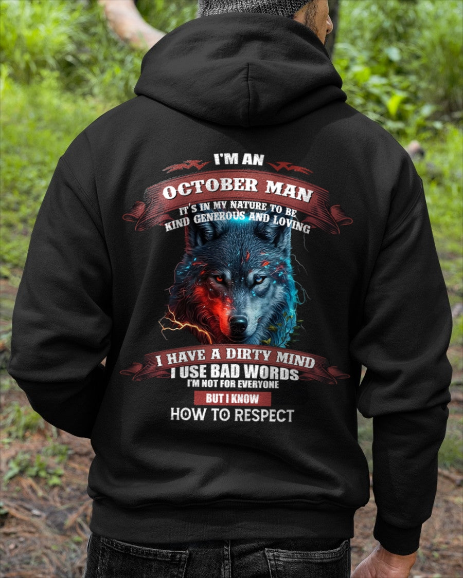 OCTOBER - KNOW HOW TO RESPECT - BIRTHDAY T-SHIRT FOR MEN - NGHL10 / male (SKU12-162-10)