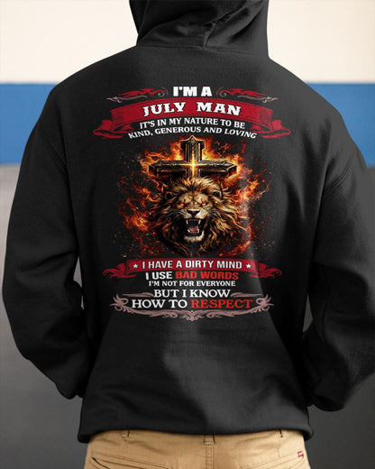JULY - KIND AND LOVING ARE MY NATURE - PREMIUM DTG PRINT BIRTHDAY T-SHIRT FOR MEN - NGHL07 (SKU26T-01-31-07)
