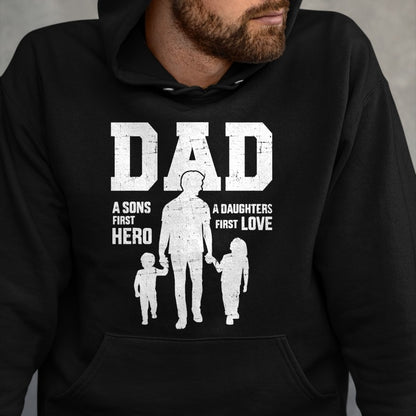 Dad sons first hero daughter love for father's day T-Shirt - Gift From Dad Unisex T-Shirt/Hoodie - NGHL00 (SKUT-2310EMAILDS-11)