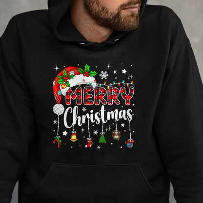 Merry Christmas Red Santa Hat Reindeer Xmas Matching Family T-Shirt - Christmas Unisex T-Shirt/Hoodie/Sweatshirt - NGHL00