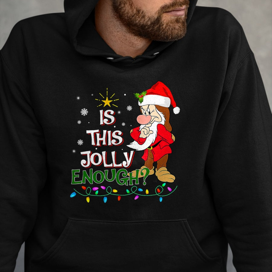 Is This Jolly Enough Grumpy Elf Pajama Christmas Lights T-Shirt - Christmas Unisex T-Shirt/Hoodie/Sweatshirt - NGHL00