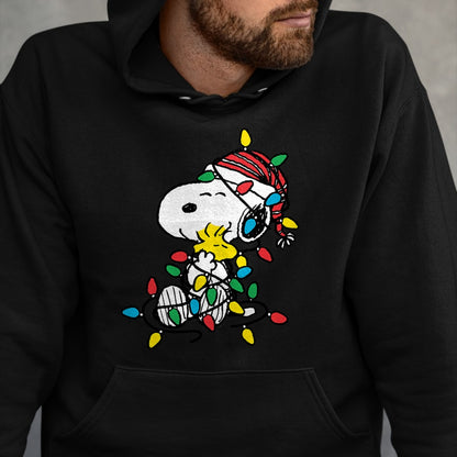 Peanuts - Snoopy Woodstock Christmas Lights T-Shirt - Christmas Unisex T-Shirt/Hoodie/Sweatshirt - NGHL00