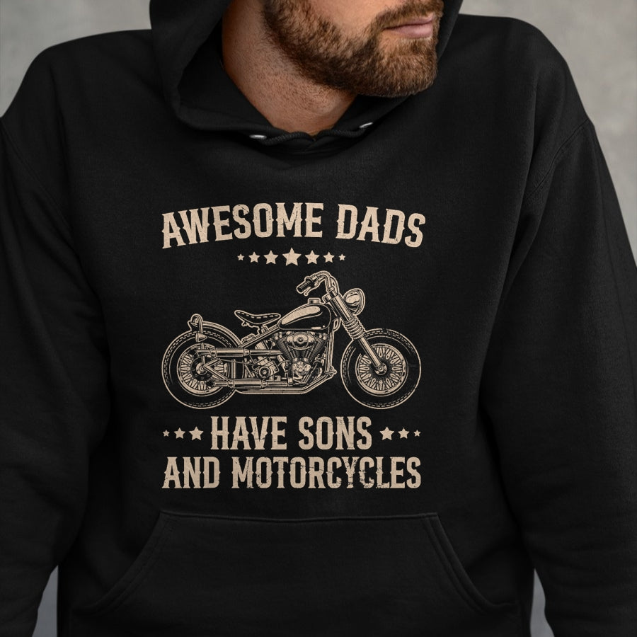 Vintage Biker Awesome Dads Have Sons And Motorcycles T-Shirt - Gift From Dad Unisex T-Shirt/Hoodie - NGHL00 (SKUT-2310EMAILDS-46)