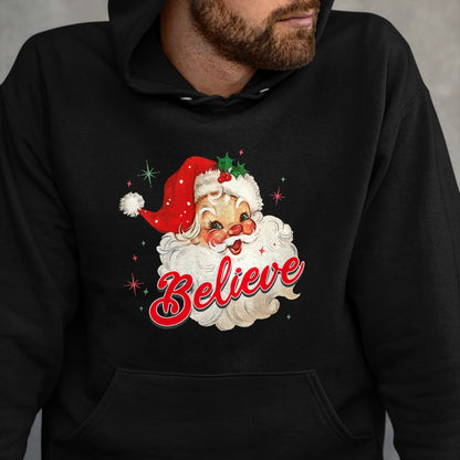 Vintage Santa Claus Believe Christmas Women Boys Girls T-Shirt - Christmas Unisex T-Shirt/Hoodie/Sweatshirt - NGHL00
