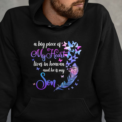 My Son Lives In Heaven Memorial Quotes Love Mom Dad Matching T-Shirt - Gift From Dad Unisex T-Shirt/Hoodie - NGHL00 (SKUT-2310EMAILDS-40)