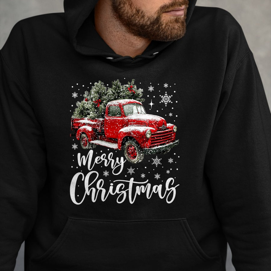 Merry Christmas Red Truck Family Matching Christmas Pajama T-Shirt - Christmas Unisex T-Shirt/Hoodie/Sweatshirt - NGHL00