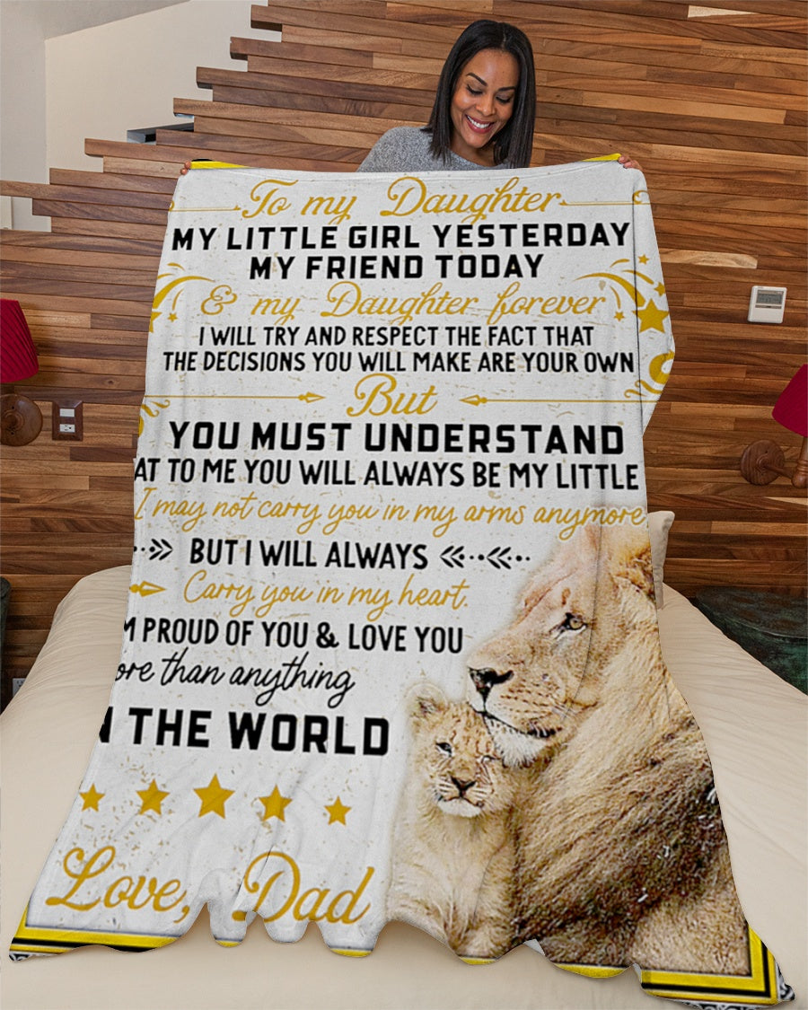 Dad To Daughter - Birthday Gift For Daughter From Dad - To My Daughter Lion Blanket My Little Girl (SKUB09-03)