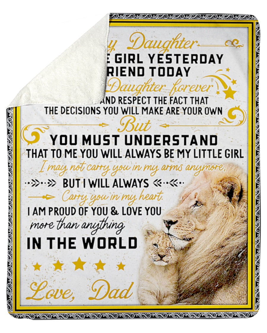 Dad To Daughter - Birthday Gift For Daughter From Dad - To My Daughter Lion Blanket My Little Girl (SKUB09-03)