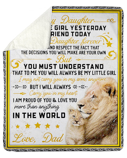 Dad To Daughter - Birthday Gift For Daughter From Dad - To My Daughter Lion Blanket My Little Girl (SKUB09-03)