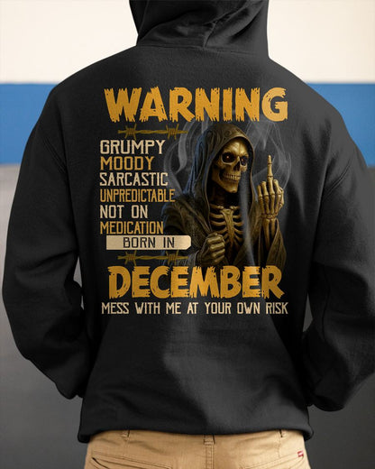 DECEMBER - WARNING GRUMPY MOODY - BIRTHDAY T-SHIRT FOR MEN - NGHL12 (SKU26T-01-07-12)