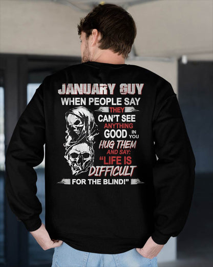 JANUARY - HUG THEM AND SAY... - BIRTHDAY T-SHIRT FOR MEN - NGHL01 (SKU12-253-01)