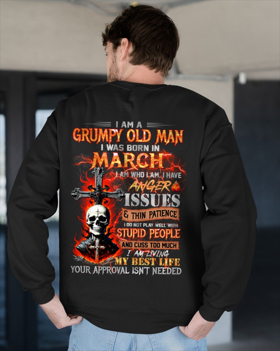 MARCH - GRUMPY OLD MAN T-SHIRT - FUNNY SKULL ANGER ISSUES TEE - PERFECT GIFT FOR MEN NGHL03 / male (SKU12-319-03)