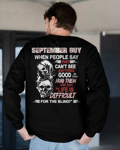 SEPTEMBER -  HUG THEM AND SAY... - BIRTHDAY T-SHIRT FOR MEN - NGHL09 (SKU12-253-09)