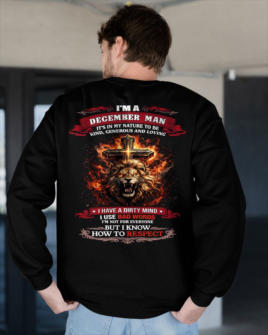 DECEMBER - KIND AND LOVING ARE MY NATURE - PREMIUM DTG PRINT BIRTHDAY T-SHIRT FOR MEN - NGHL12 (SKU26T-01-31-12)