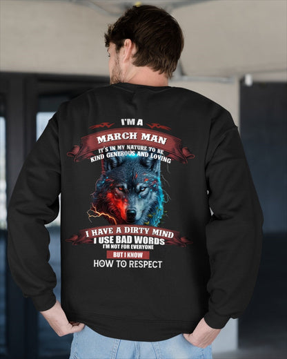 MARCH - KNOW HOW TO RESPECT - BIRTHDAY T-SHIRT FOR MEN - NGHL03 / male (SKU12-162-03)